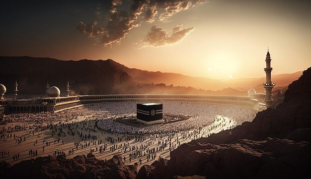 Ilustrasi Ka'bah 3D sebagai simbol ibadah Haji Furoda tahun 2025